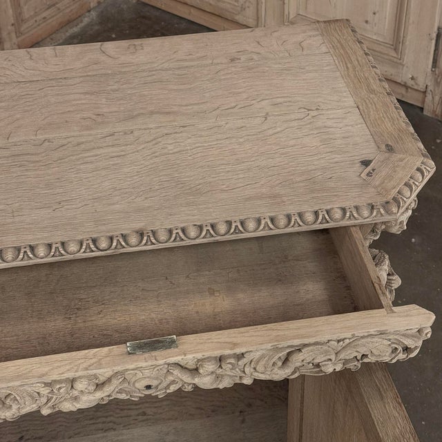 19th Century French Renaissance Revival Hand Carved Oak Buffet in Stripped Oak For Sale - Image 17 of 18