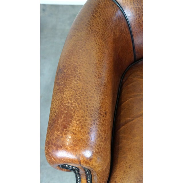 Animal Skin Vintage Sheep Leather Armchair For Sale - Image 7 of 12