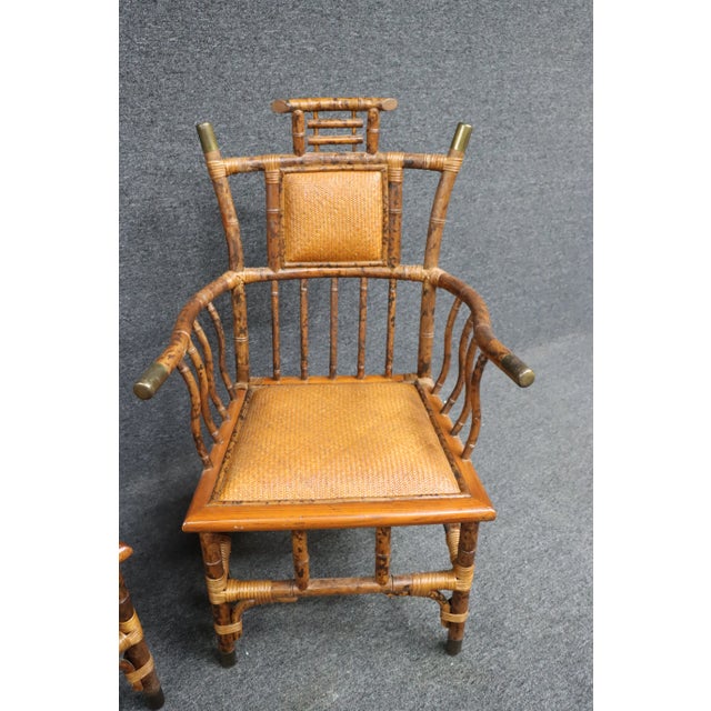 Mid 20th Century Chinoiserie Influenced Bamboo Armchairs/Pair For Sale - Image 5 of 11