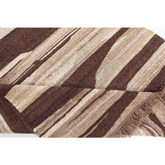 Modern Indian Flat-Weave Wool Runner by Doris Leslie Blau. Size: 5.0" × 15.7" (152 × 474 cm). A contemporary statement...