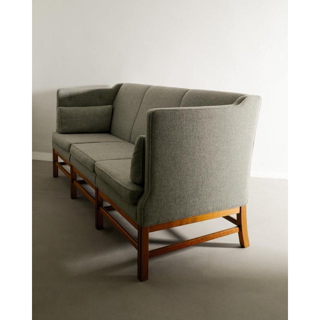 Danish Wooden Mid-Century Three Seater Pine Sofa attributed to Kaare Klint, 1960s For Sale - Image 6 of 8