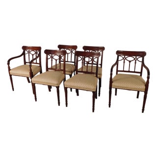 Antique Circa 1920s-30s Set of 6 Sheraton Charak Furniture Dining Chairs For Sale