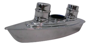 Vintage Mid Century Modern Silver Plate Ship Salt and Pepper Shakers