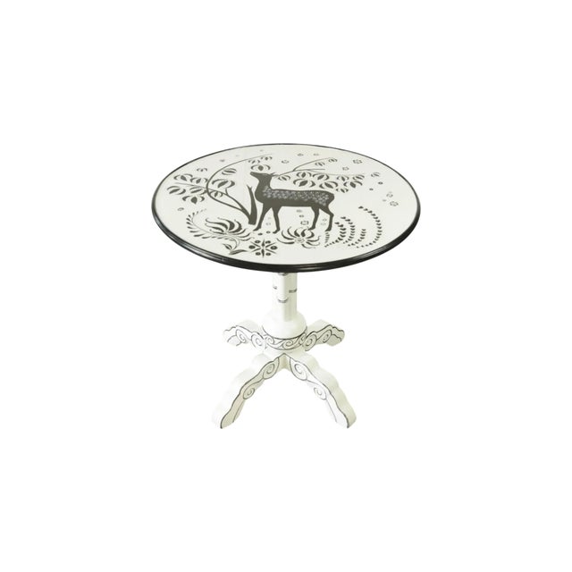 Wood A Vintage-Style Round Side Table With a Bamboo-Patterned Base. For Sale - Image 7 of 7