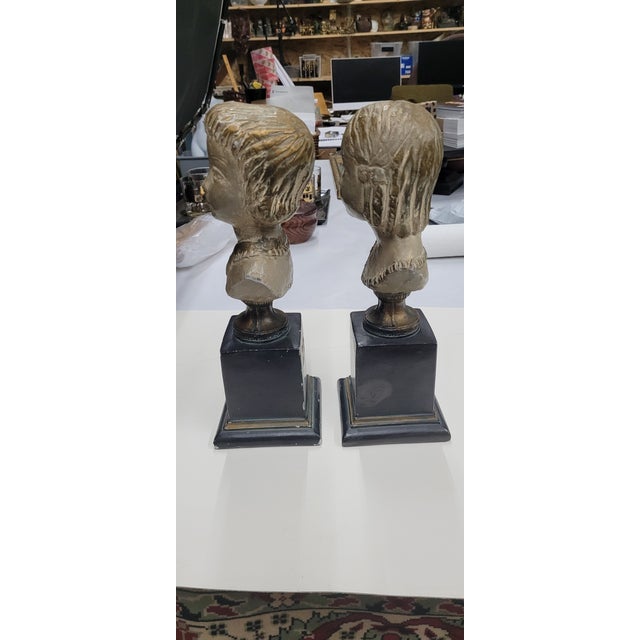 Sculpture Materials Antique Terracotta Italian Signed Pierra Pair of Boy & Girl Sculpture Bust Statues Italy For Sale - Image 7 of 12