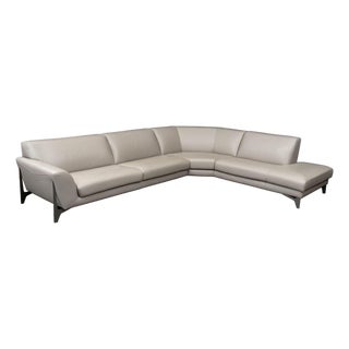 Philippe Bouix for Roche Bobois "Reflexion" Gray Leather Upholstered Sectional Sofa For Sale