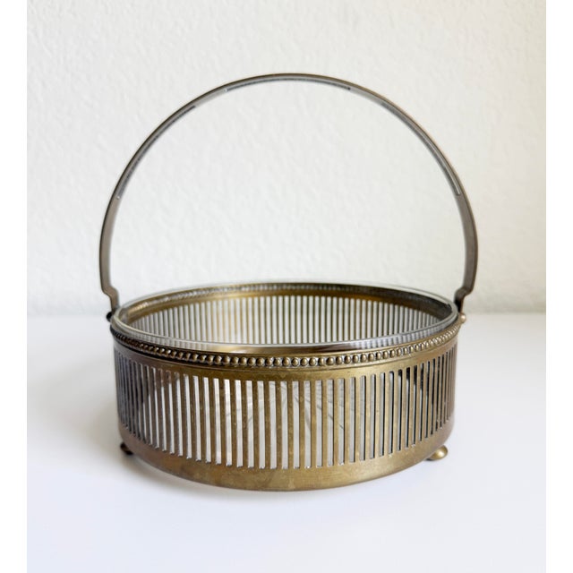 Art Deco Austrian Art Deco Centerpiece Bowl, Brass & Crystal, 1920s For Sale - Image 3 of 14