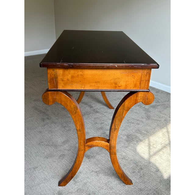 Late 20th Century Baker Milling Road Neoclassical Single Drawer Writing Desk With C-Scroll Legs For Sale - Image 9 of 10