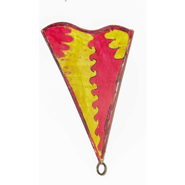 African Handcrafted North African Art Wall Sconce in Red and Yellow For Sale - Image 3 of 10