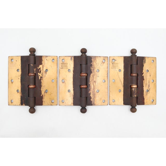 These Stanley ball bearing door hinges are made of solid cast iron with ball tips, five knuckles, and a scattered hole...
