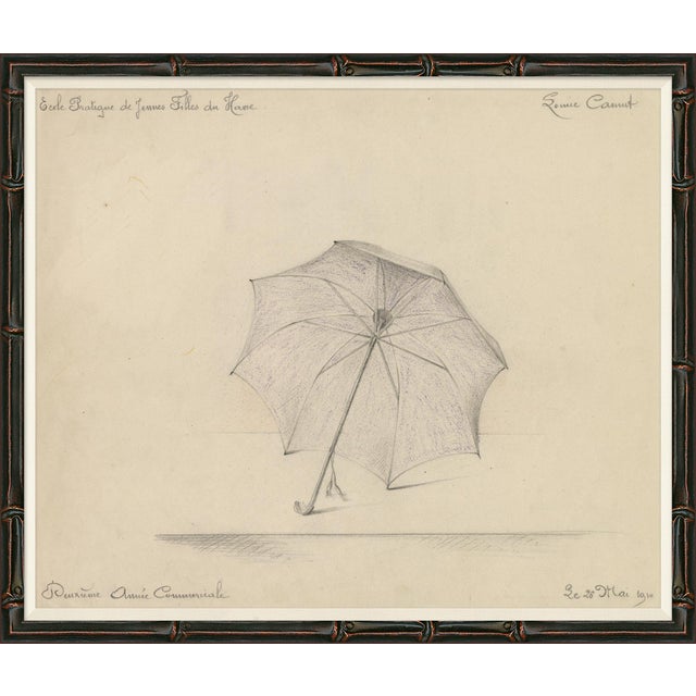 Transitional Black & White Umbrella Sketch Framed Art Print For Sale - Image 3 of 3