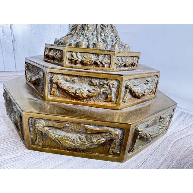 1900 - 1909 Antique Dutch Brass Menorah Candelabras - A Pair For Sale - Image 5 of 7