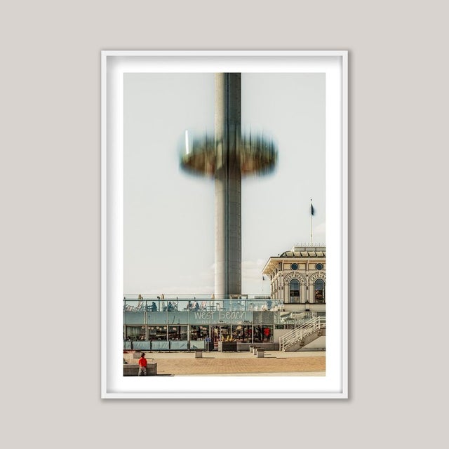 The Great Glass Elevator – a striking study in motion, capturing the i360 observation tower on the Brighton coastline....