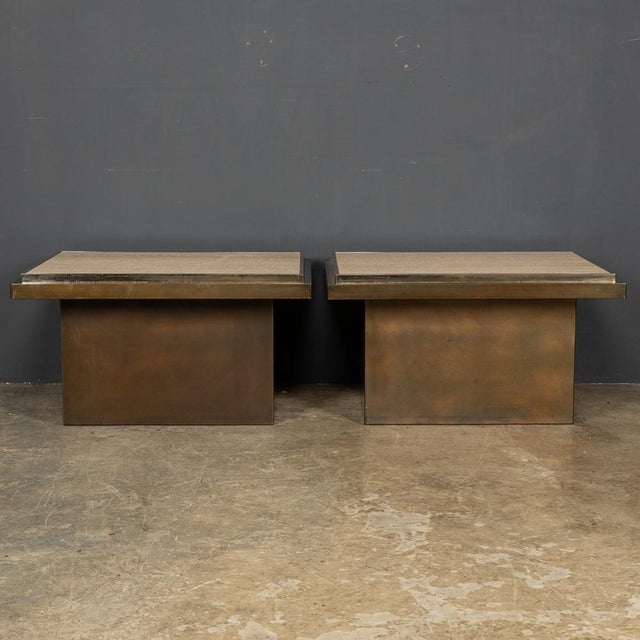 Bronze and Marble Side Tables from Belgo Chrom / Dewulf Selection, 1970s, Set of 2 For Sale - Image 4 of 18