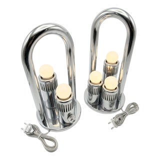 Mid-Century Modern Space Age Chrome Table Lamps, 1970s, Set of 2 For Sale