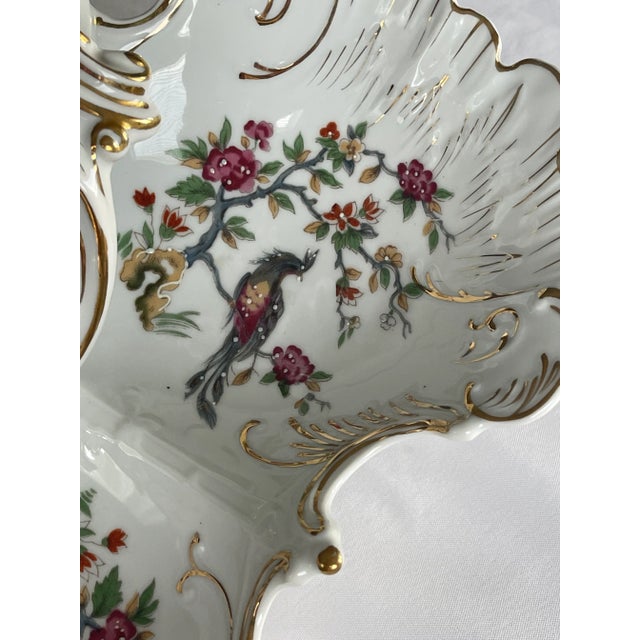 1960s Vintage Tri-Section Handpainted Dish Serving Bowl Vintage Large Condiment Server For Sale - Image 5 of 10