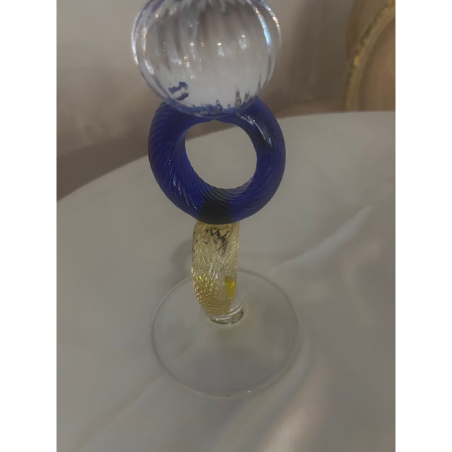 Late 20th Century Architectural Cobalt Blue Studio Art Glass Centerpiece 1980-1990 For Sale - Image 5 of 8