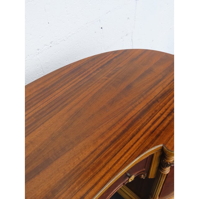 Brown French Early 1900s Kidney Shape Carved Inlaid Writing Desk 6885 For Sale - Image 8 of 18