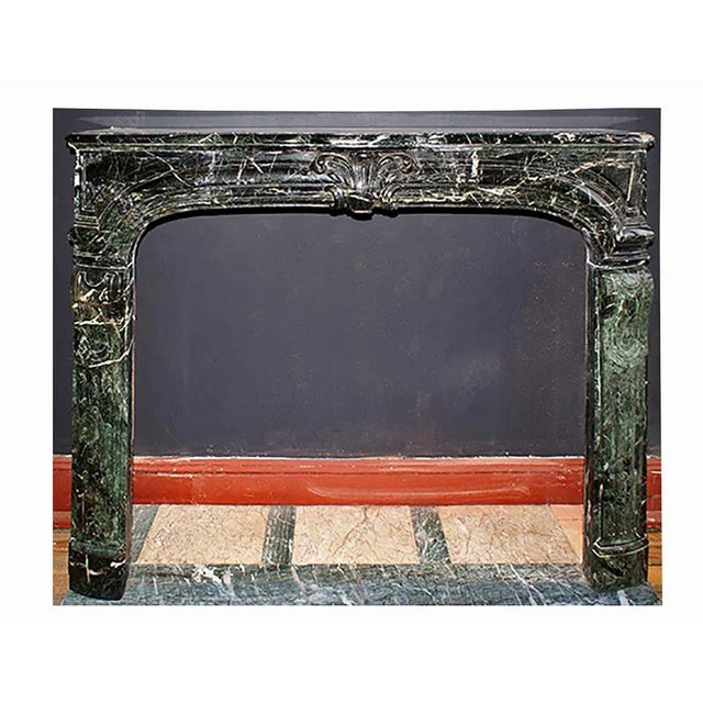 Marble Mantel Antique Louis XIV Style French Terra Verde Marble For Sale In New York - Image 6 of 6