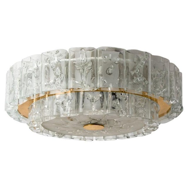 Glass and Brass Flush Mount attributed to Doria Leuchten, 1960s For Sale - Image 15 of 15