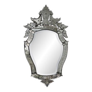 Vintage Venetian Beveled and Etched Mirror For Sale