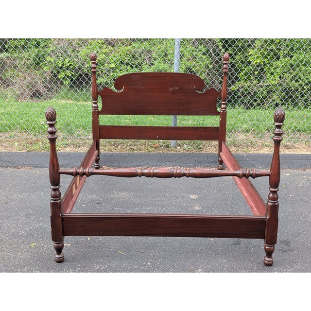 1950s Mid Century Colonial Full Size Pineapple Four Post Bedframe For Sale - Image 4 of 12