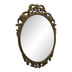 French Carved Painted Gold Wall Dresser Bathroom Vanity Mirror