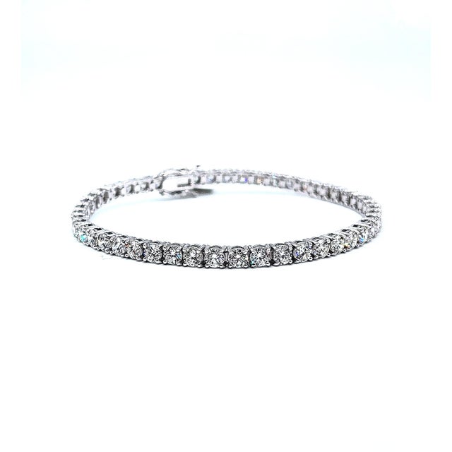Silver 7.42 Ct Diamond Tennis Bracelet For Sale - Image 8 of 8