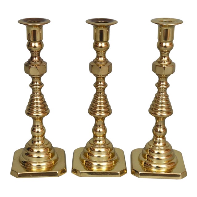 Baldwin Brass Beehive Candlestick Holders, Set of 3 For Sale