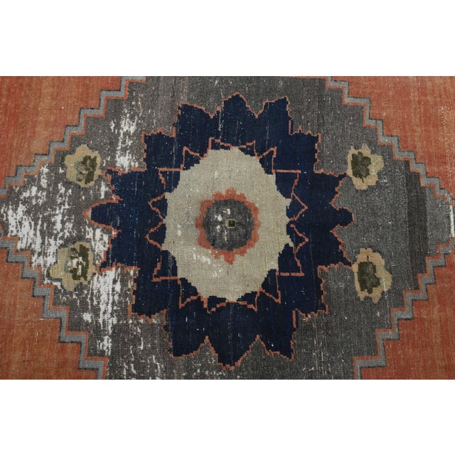 1970s Vintage Handmade Wool Cotton Orange Area Rug For Sale - Image 10 of 11