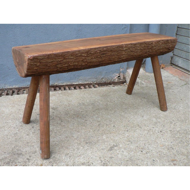 Antique Rustic Farmhouse Wooden Bench For Sale - Image 4 of 10