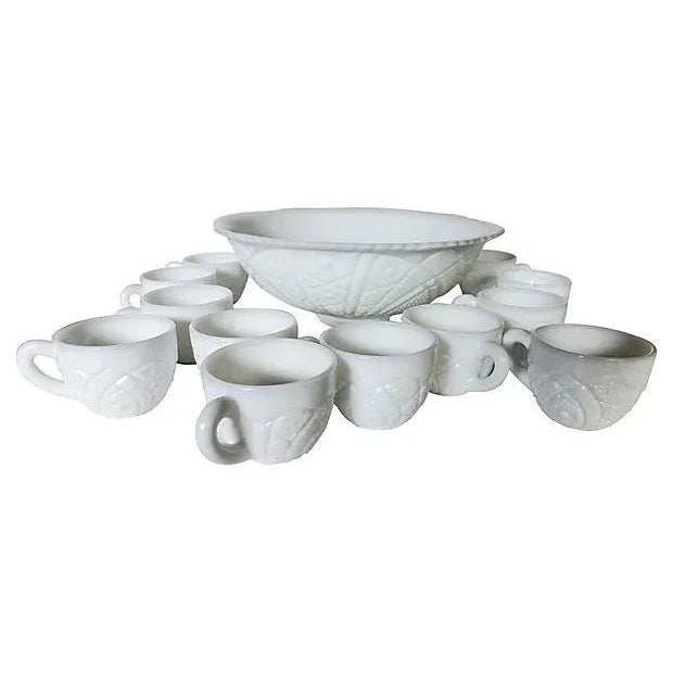 Milk Glass Punch Set For Sale