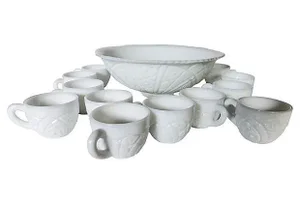 Milk Glass Punch Set