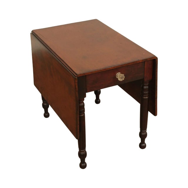Antique Country Sheraton Cherry One Drawer Drop Leaf Table For Sale - Image 13 of 13