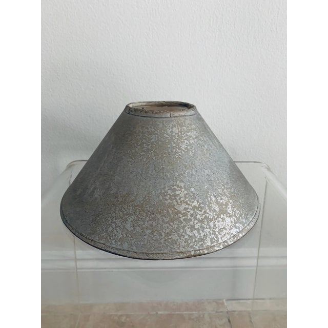 Vintage Clip-On lampshade Grey & Ecru Parchment Paper With Silver Foil Liner For Sale In Miami - Image 6 of 8