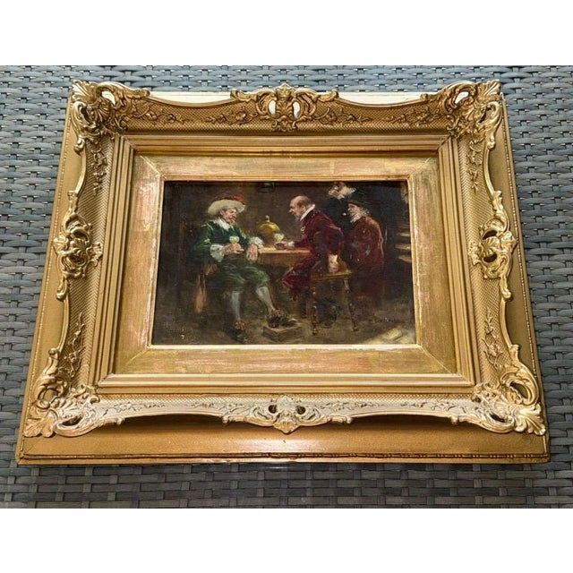 Signed Oil on Panel, Dutch Golden Age Manner Tavern Scene, 19th Century For Sale - Image 12 of 15