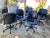 Set of 5 vintage modern Herman Miller Equa leather conference room office chairs in good condition height adjustable minor...