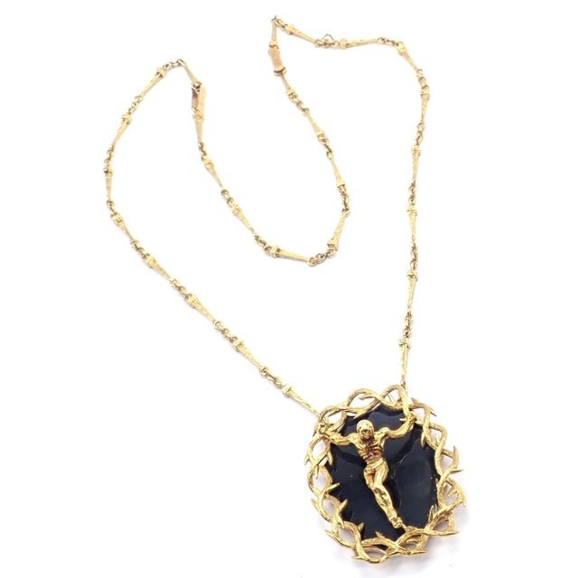 Salvador Dali 18k Gold Black Onyx Christ Saint John Cross Bracelet Necklace with Certificate ***This is a limited edition...