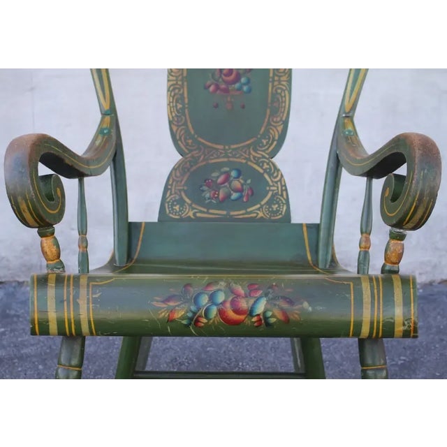 Green 19th Century Hand Painted Large Rocking Chair For Sale - Image 8 of 10
