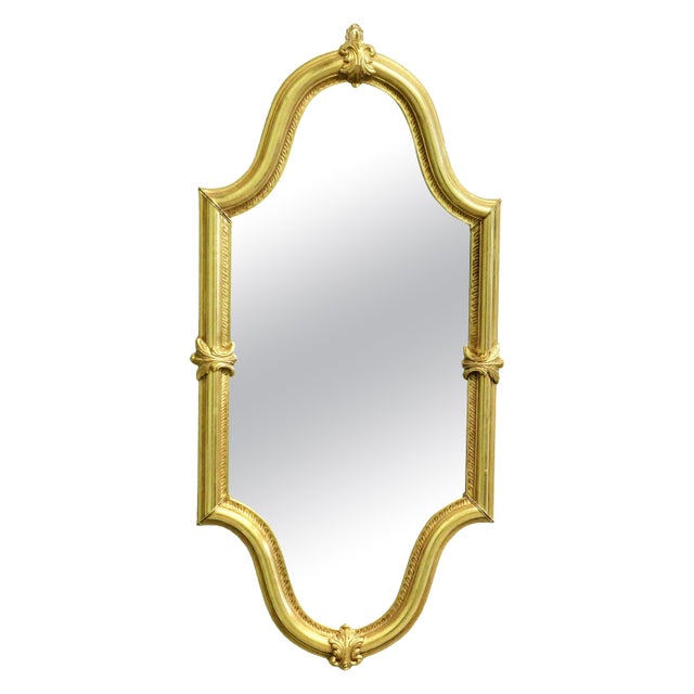 Brown Long Shaped Oval Brass Wall Mirror with Acanthus Leaves, 1960 For Sale - Image 8 of 8