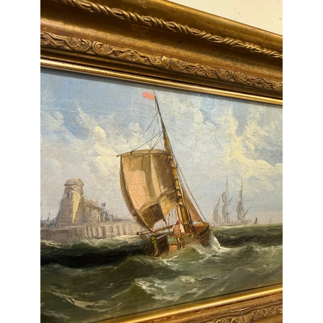 19th Century Oil on Canvas Boats For Sale - Image 4 of 7