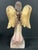 Pink Vintage Hand Carved Wooden Stnading Angel Playing Lyre Instrument Sculpture For Sale - Image 8 of 8