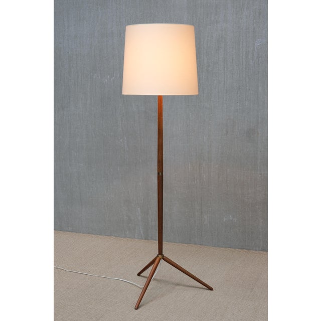 Mid-Century Modern Teak and Brass Tripod Floor Lamp from Nybro Armatur Fabrik, Sweden, 1960s For Sale - Image 6 of 9