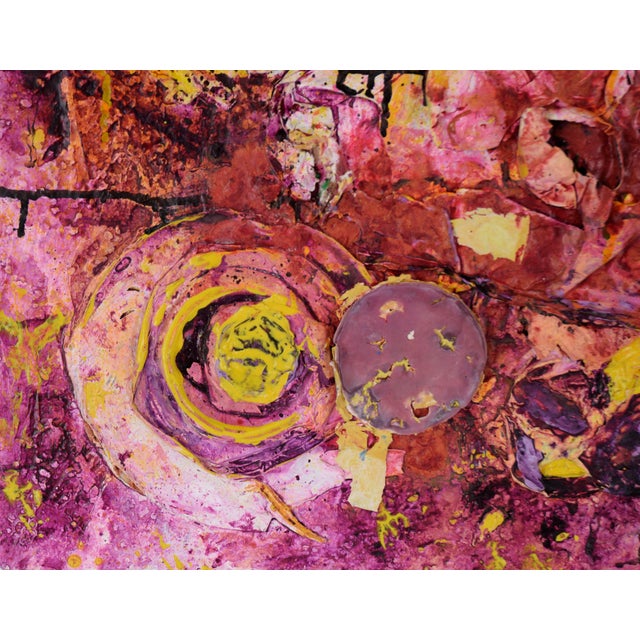 A Rose is a Rose - Abstract Expressionist Assemblage in Acrylic on Canvas Bold sculptural composition by California artist...