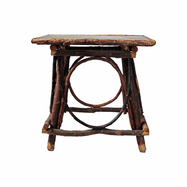 Brown Twig Tables With Metal Tops - A Pair For Sale - Image 8 of 9