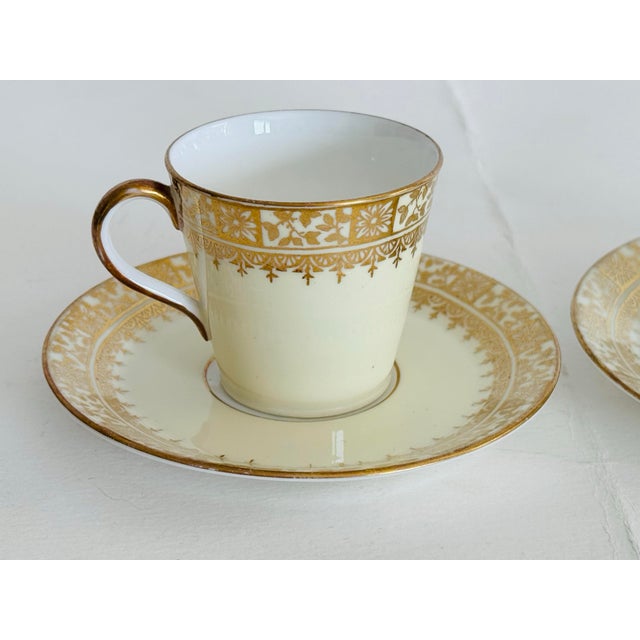Art Nouveau Vintage 1920s Jones McDuffee & Stratton Demitasse Cup & Saucers, a Pair For Sale - Image 3 of 10