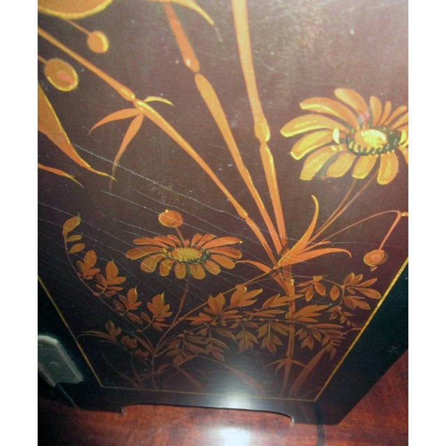 Traditional 19th century Papier Mache Table Top Hinged Screen Butterfly and Bird Motif For Sale - Image 3 of 13