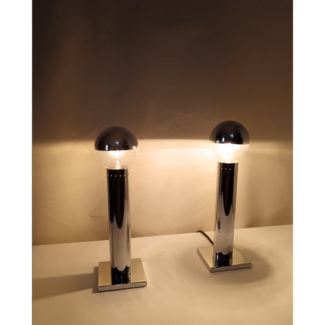 Mid-Century Postmodern Italian Silver Table Lamps by Gofredo Reggiani, 1970s, Set of 2 For Sale - Image 6 of 11