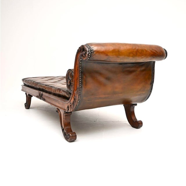 Antique Regency Leather Chaise Lounge, 1810 For Sale - Image 6 of 11