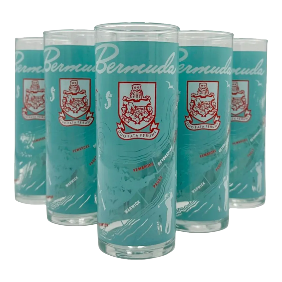 Vintage Bermuda Collins Highball Cocktail Glasses Barware- Set of 6 ...